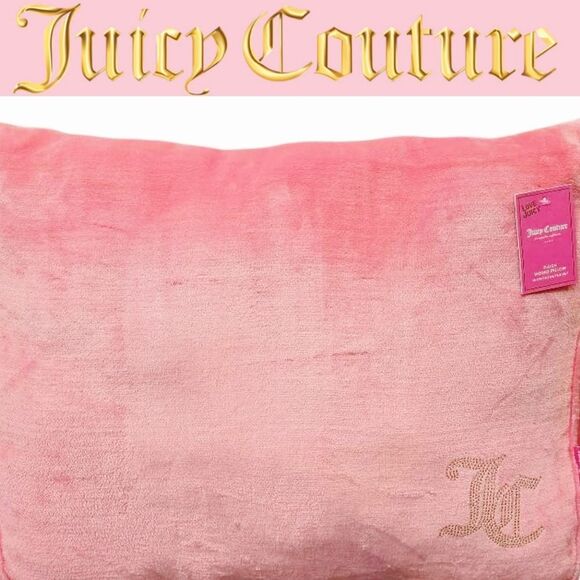 Juicy Couture Home Gold Rhinestone JC Logo Plush Wedge Pillow w/Phone Pocket - Picture 1 of 8